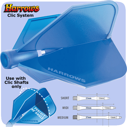 30 mm Midi Polycarbonate Shaft Blue Harrows Clic 